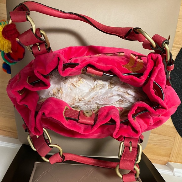 Juicy Couture Pink Velour Hobo Vintage Handbag - Picture 7 of 11